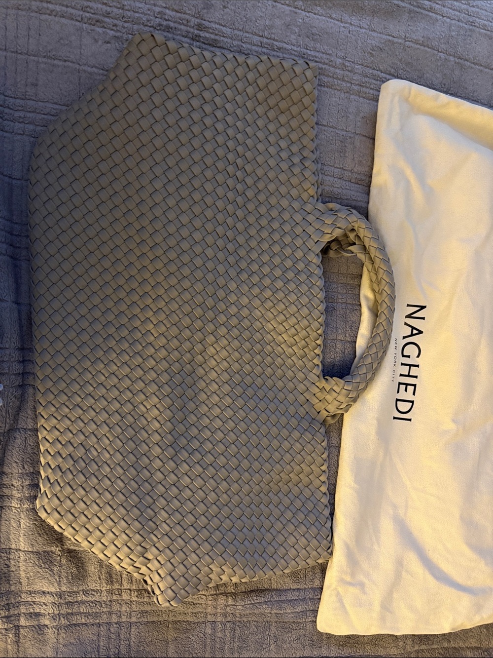 Naghedi Woven Tote Bag in Light Gray - Picture 7 of 7
